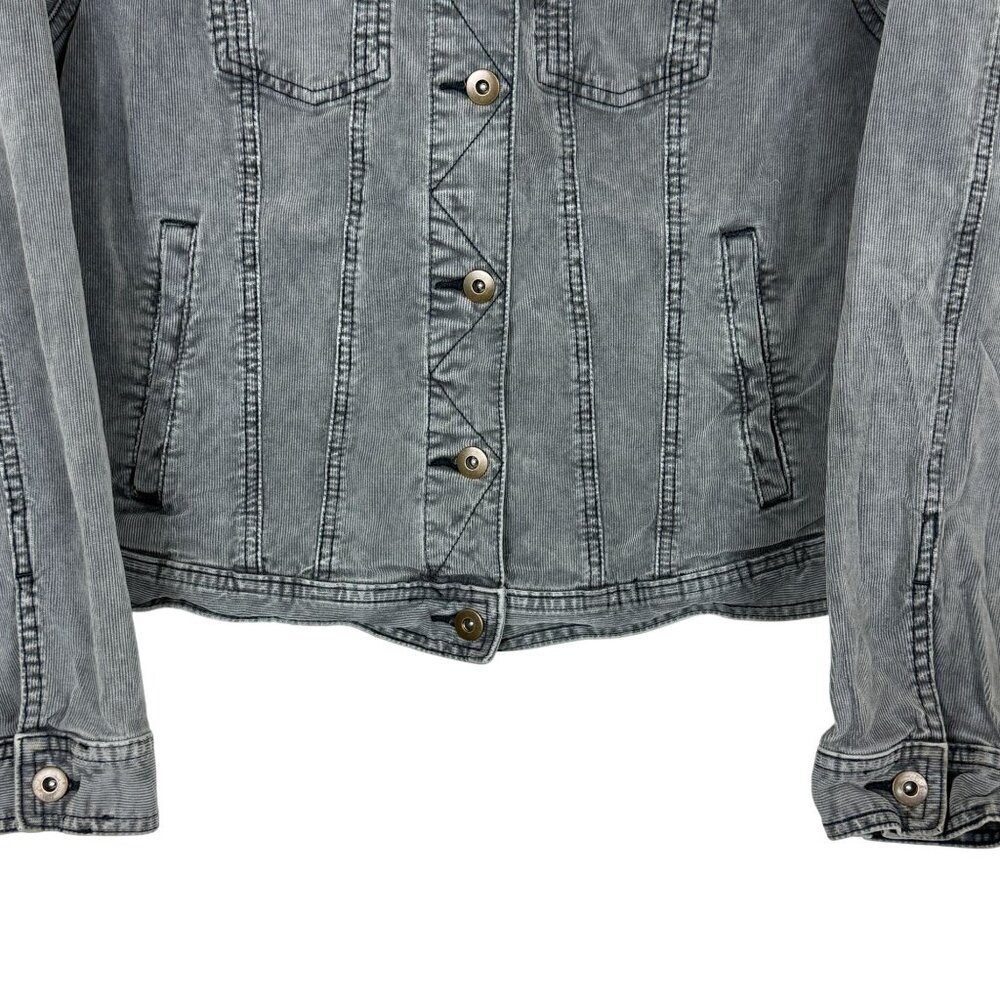 Prana Corduroy Jacket Womens Large Gray Trucker Stretch Casual Organic Cotton - Picture 4 of 10